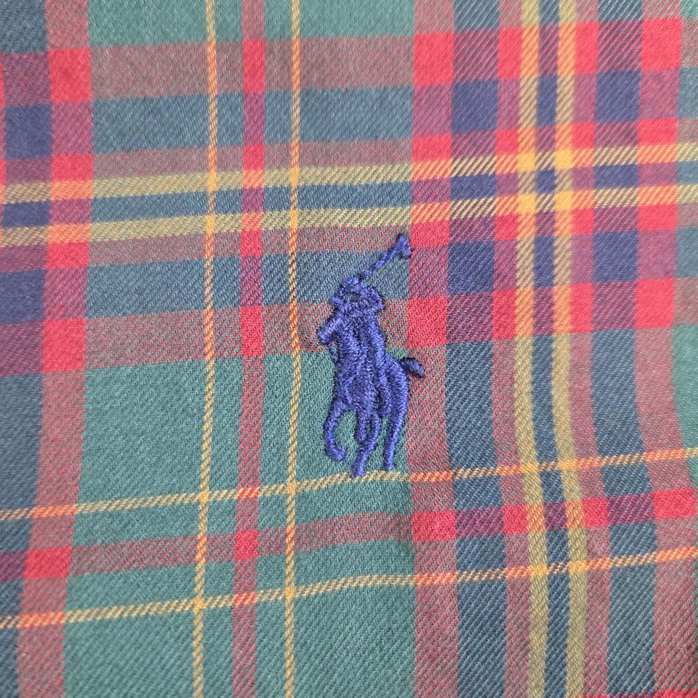 90s Vintage Ralph Lauren Red Green Plaid Classic Fit Button Down Shirt Size XL - Picture 3 of 7